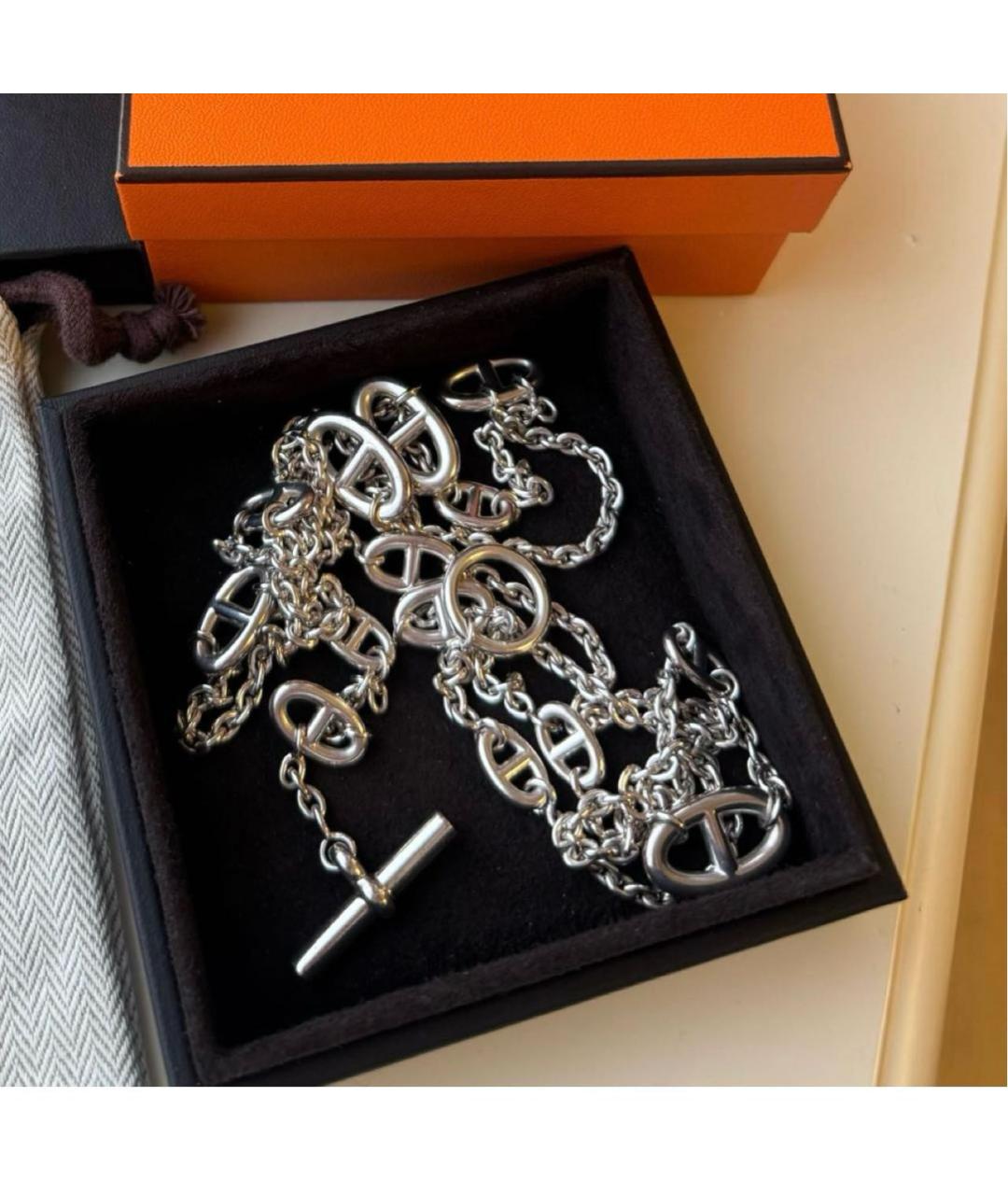 HERMES Серебряное серебряное колье, фото 2