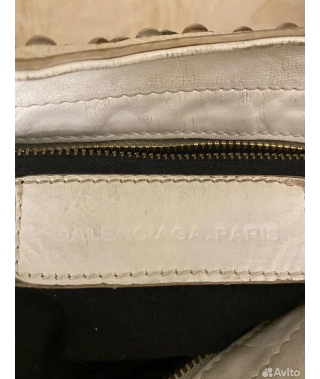 BALENCIAGA Белая кожаная сумка с короткими ручками, фото 3