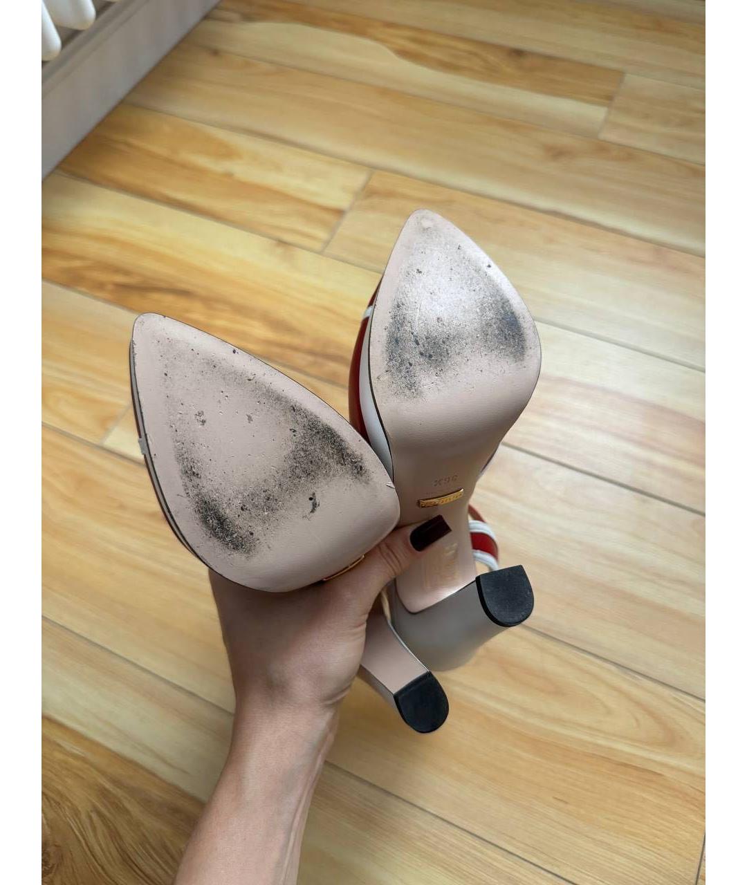 GUCCI Красные кожаные туфли, фото 7