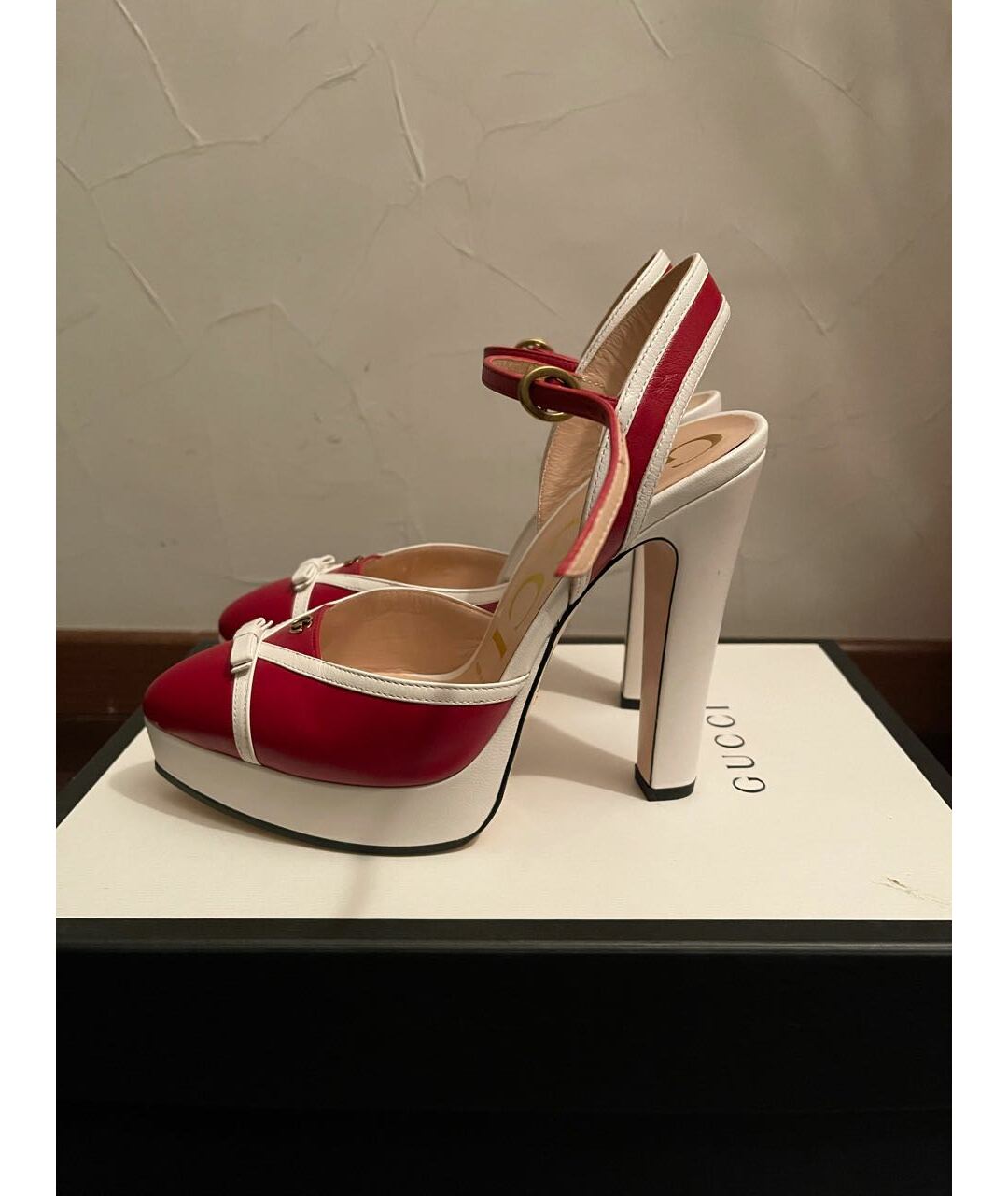 GUCCI Красные кожаные туфли, фото 6