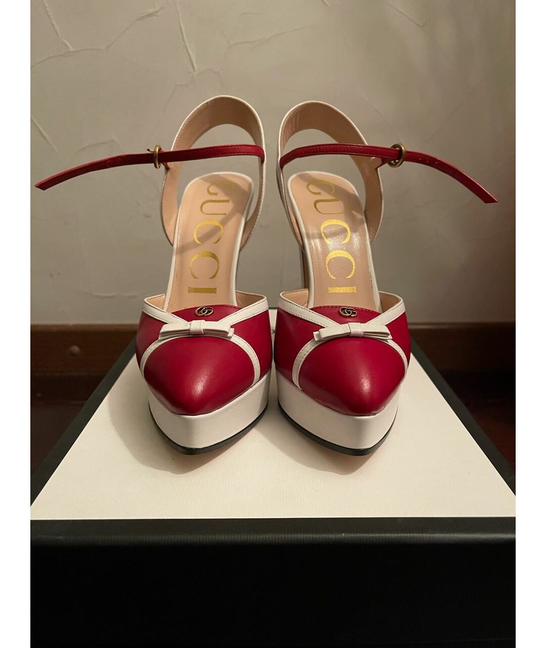 GUCCI Красные кожаные туфли, фото 2