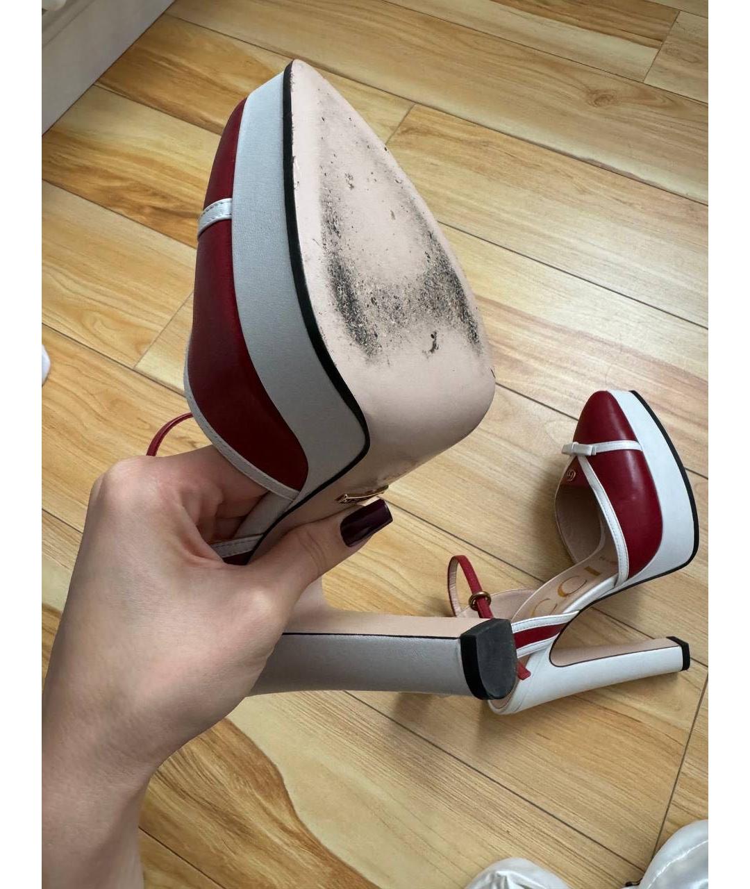 GUCCI Красные кожаные туфли, фото 4