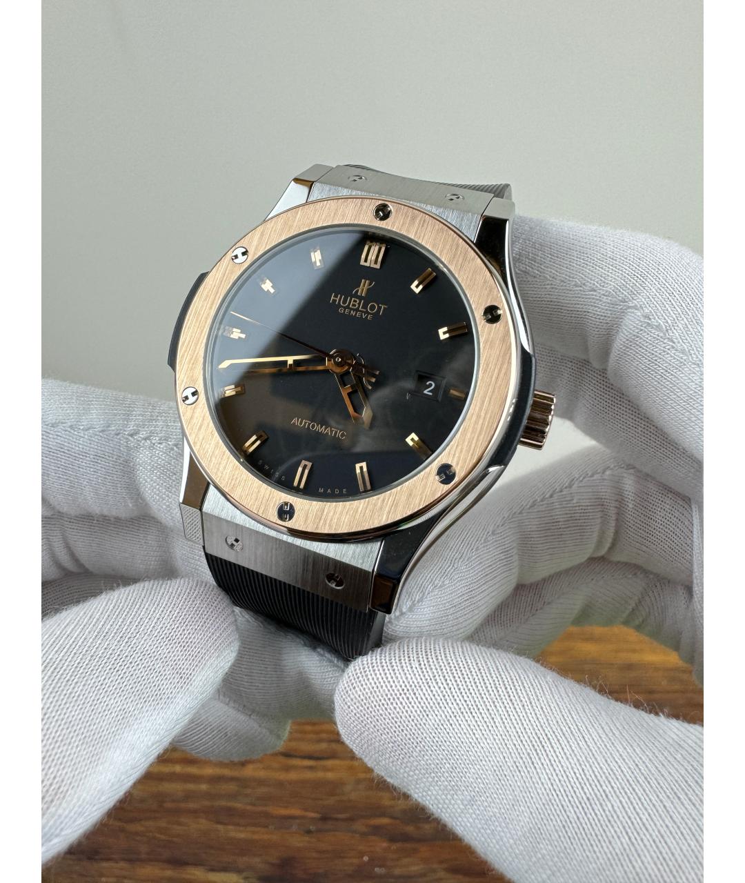 HUBLOT Черные часы из розового золота, фото 3