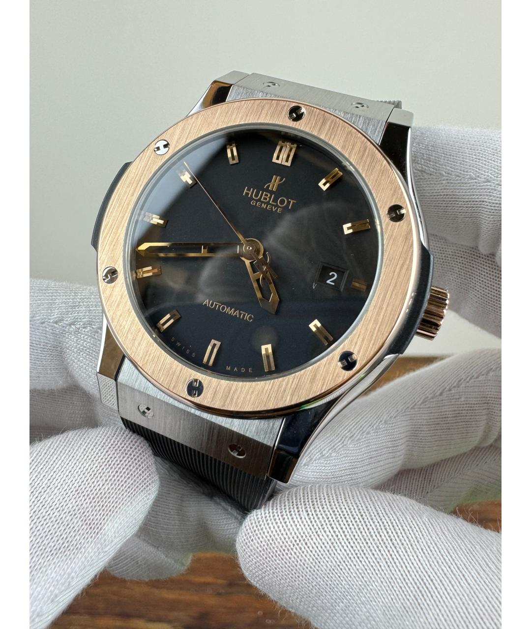 HUBLOT Черные часы из розового золота, фото 4