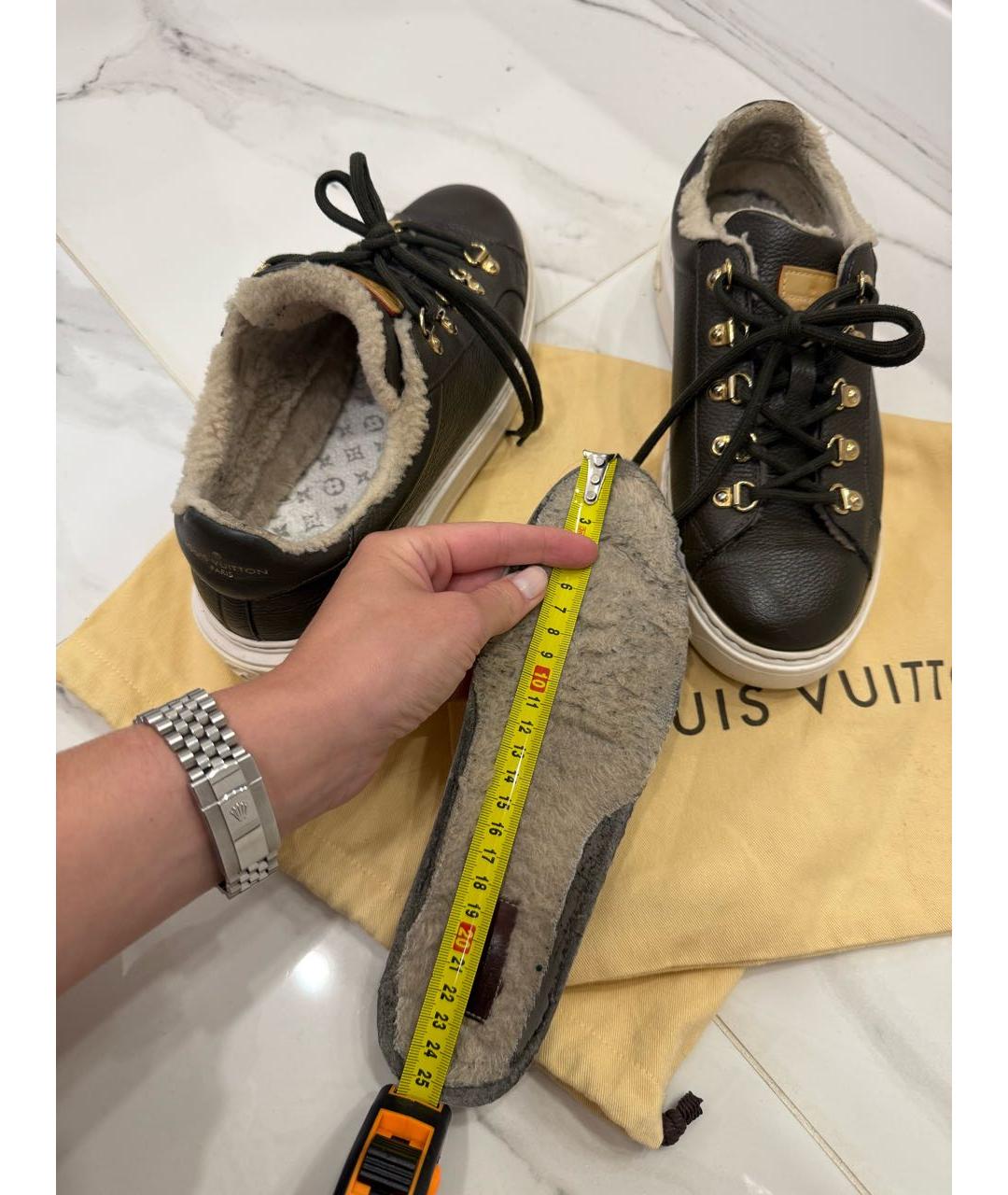 LOUIS VUITTON Черные кожаные кроссовки, фото 4