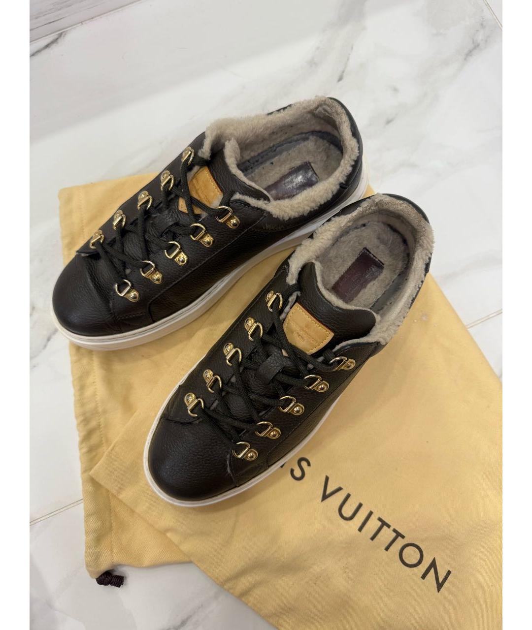 LOUIS VUITTON Черные кожаные кроссовки, фото 7