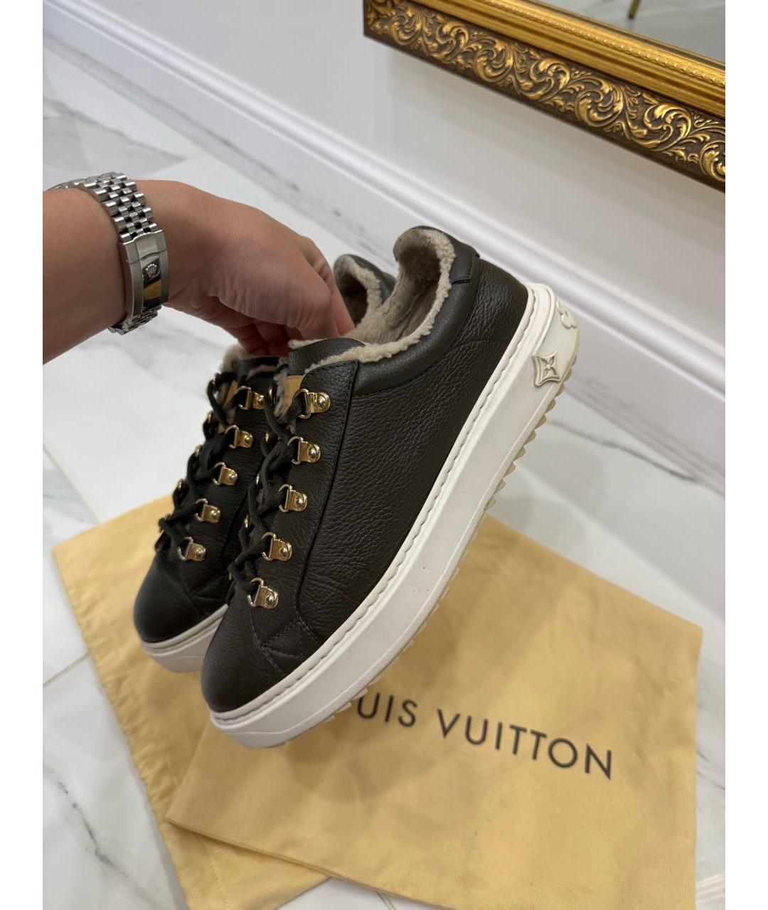 LOUIS VUITTON Черные кожаные кроссовки, фото 3