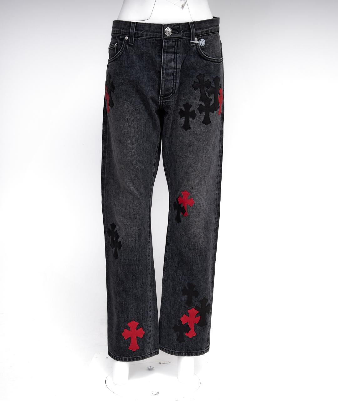 CHROME HEARTS Серые хлопковые прямые джинсы, фото 3