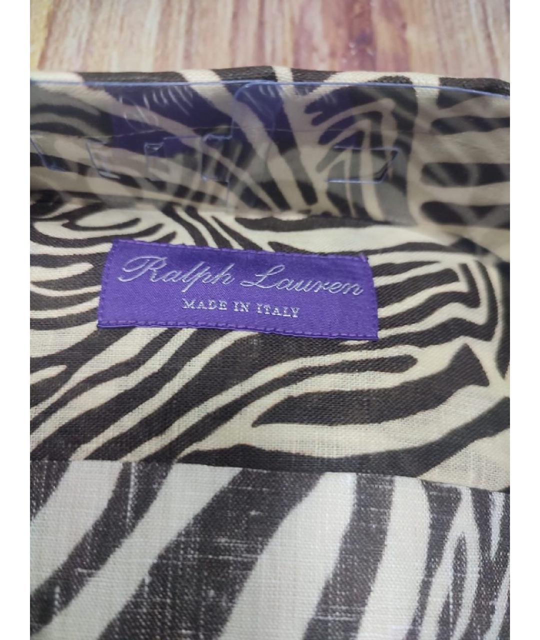 RALPH LAUREN PURPLE LABEL Коричневая льняная кэжуал рубашка, фото 3