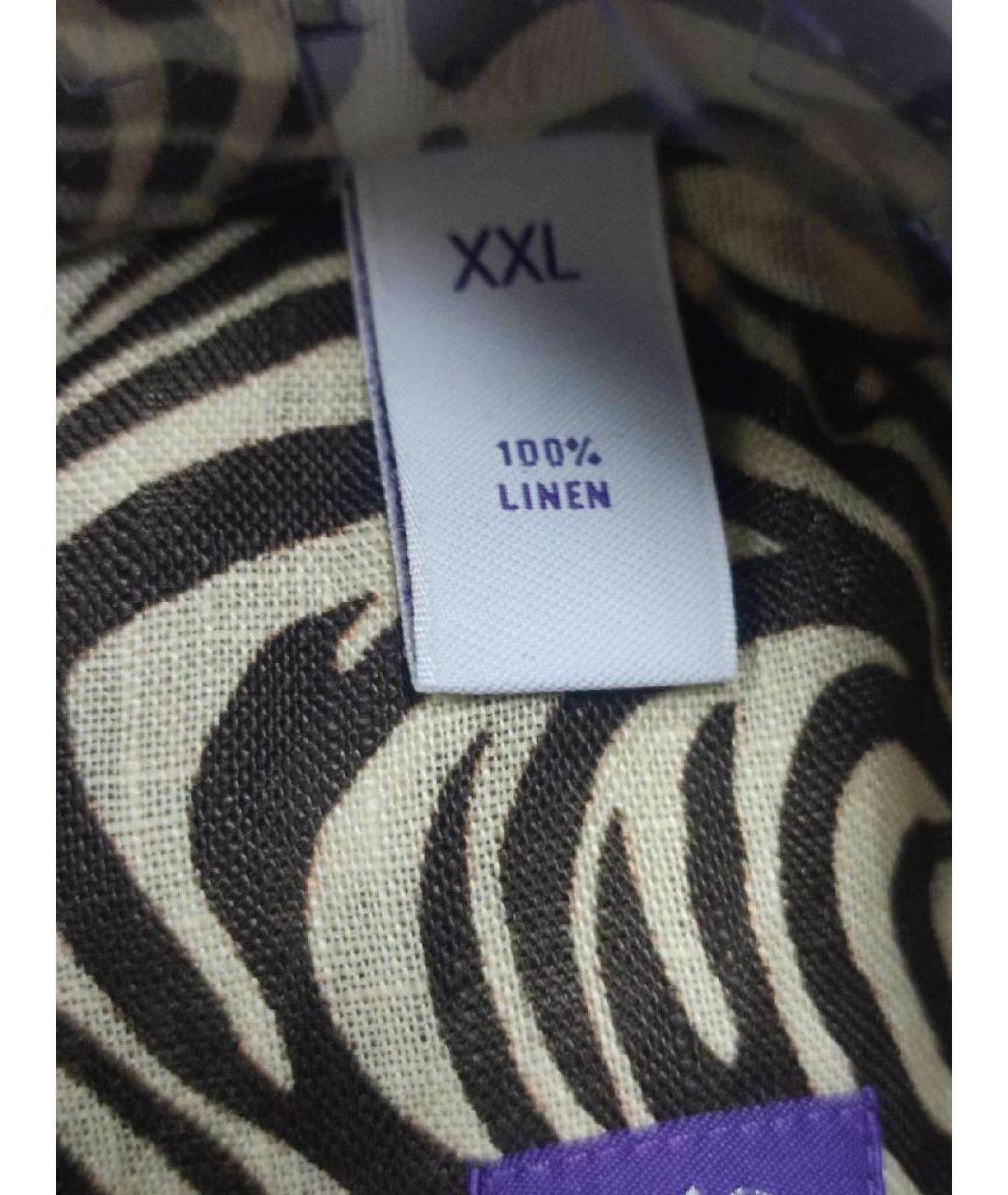 RALPH LAUREN PURPLE LABEL Коричневая льняная кэжуал рубашка, фото 5