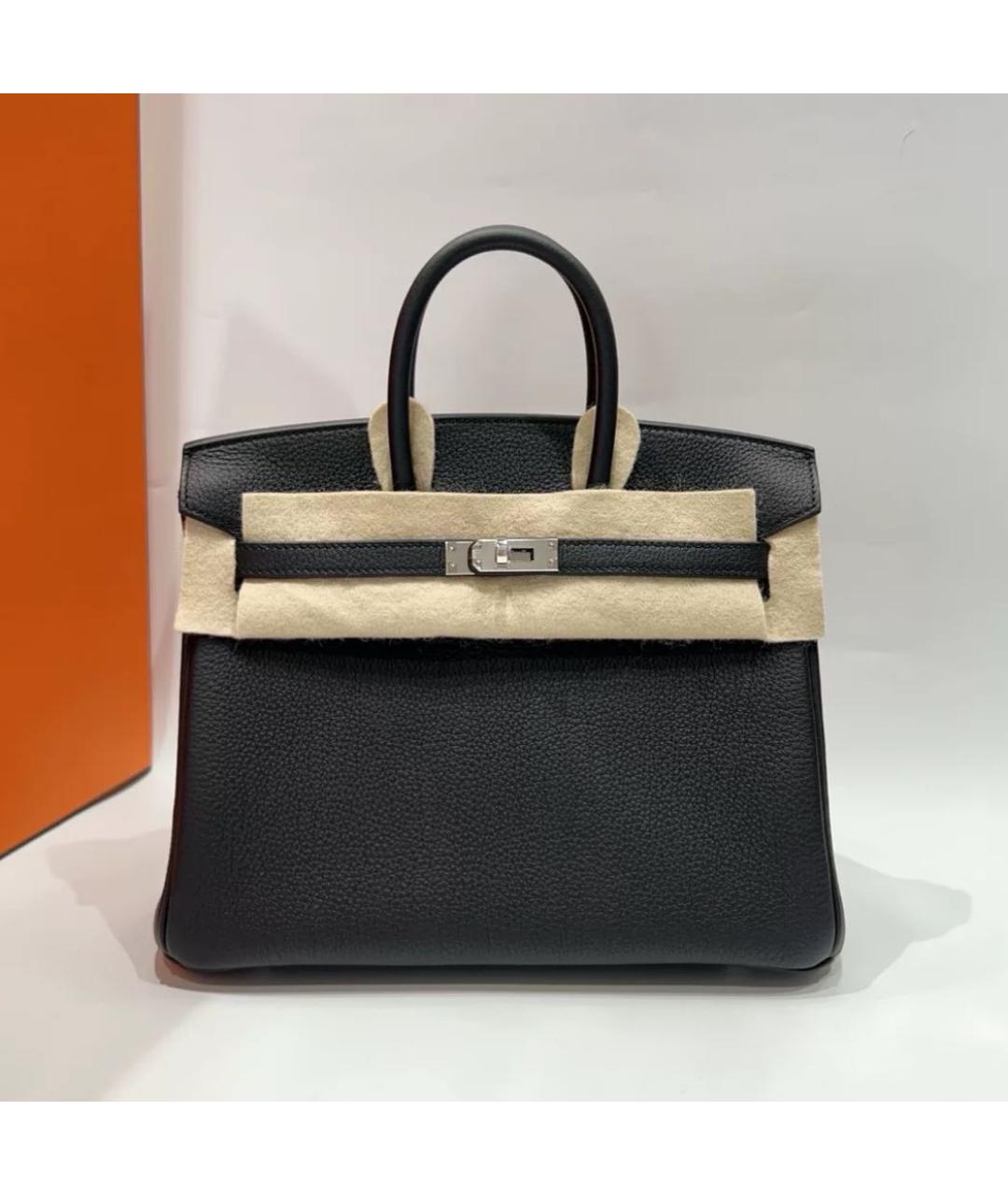 HERMES Черная кожаная сумка с короткими ручками, фото 6