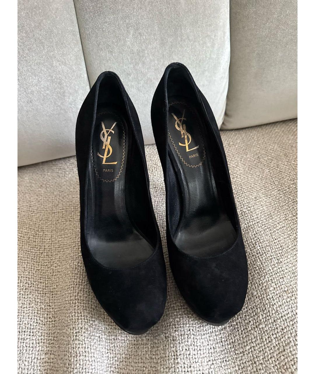 SAINT LAURENT Черные замшевые туфли, фото 3
