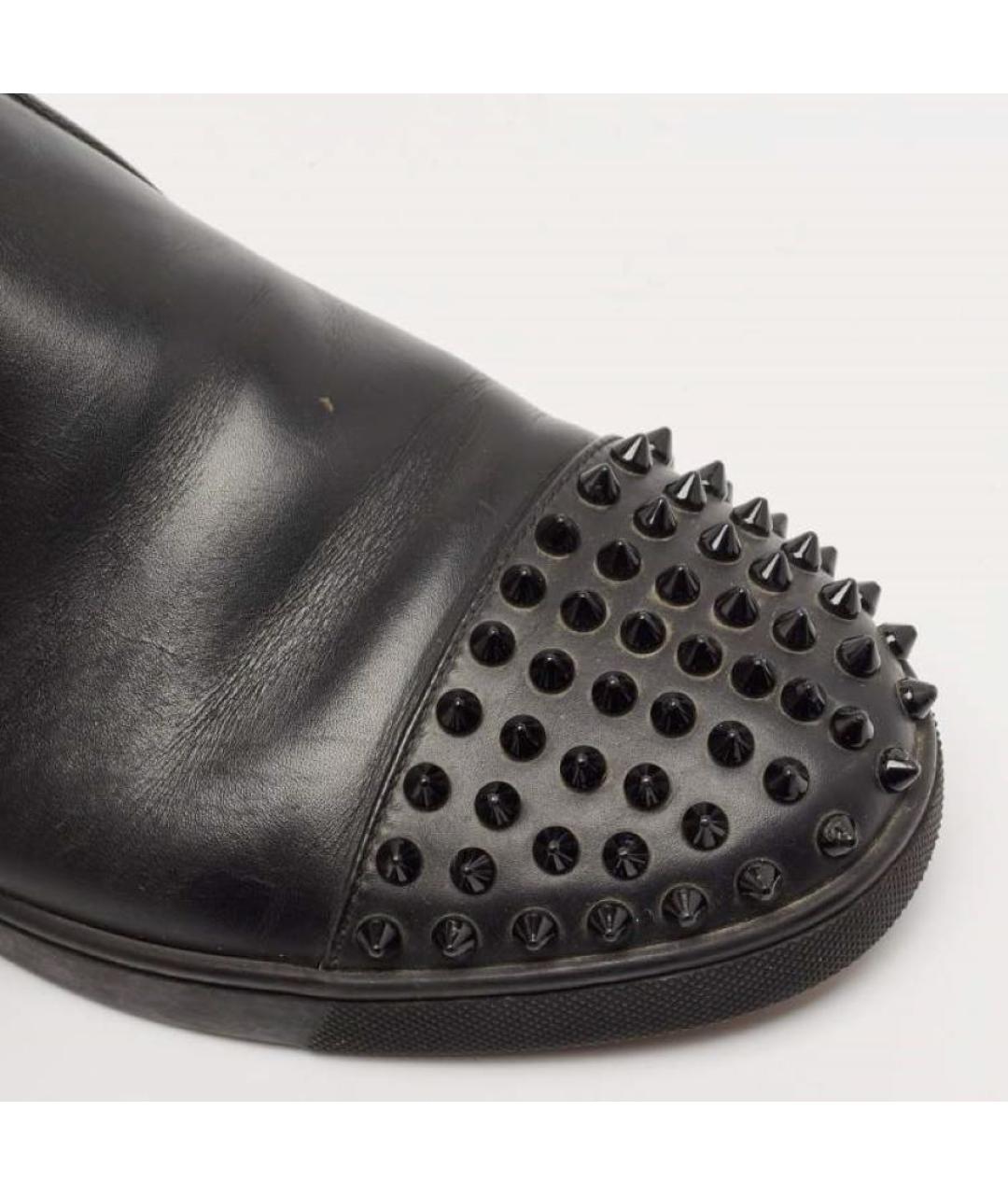 CHRISTIAN LOUBOUTIN Черные кожаные мокасины, фото 5