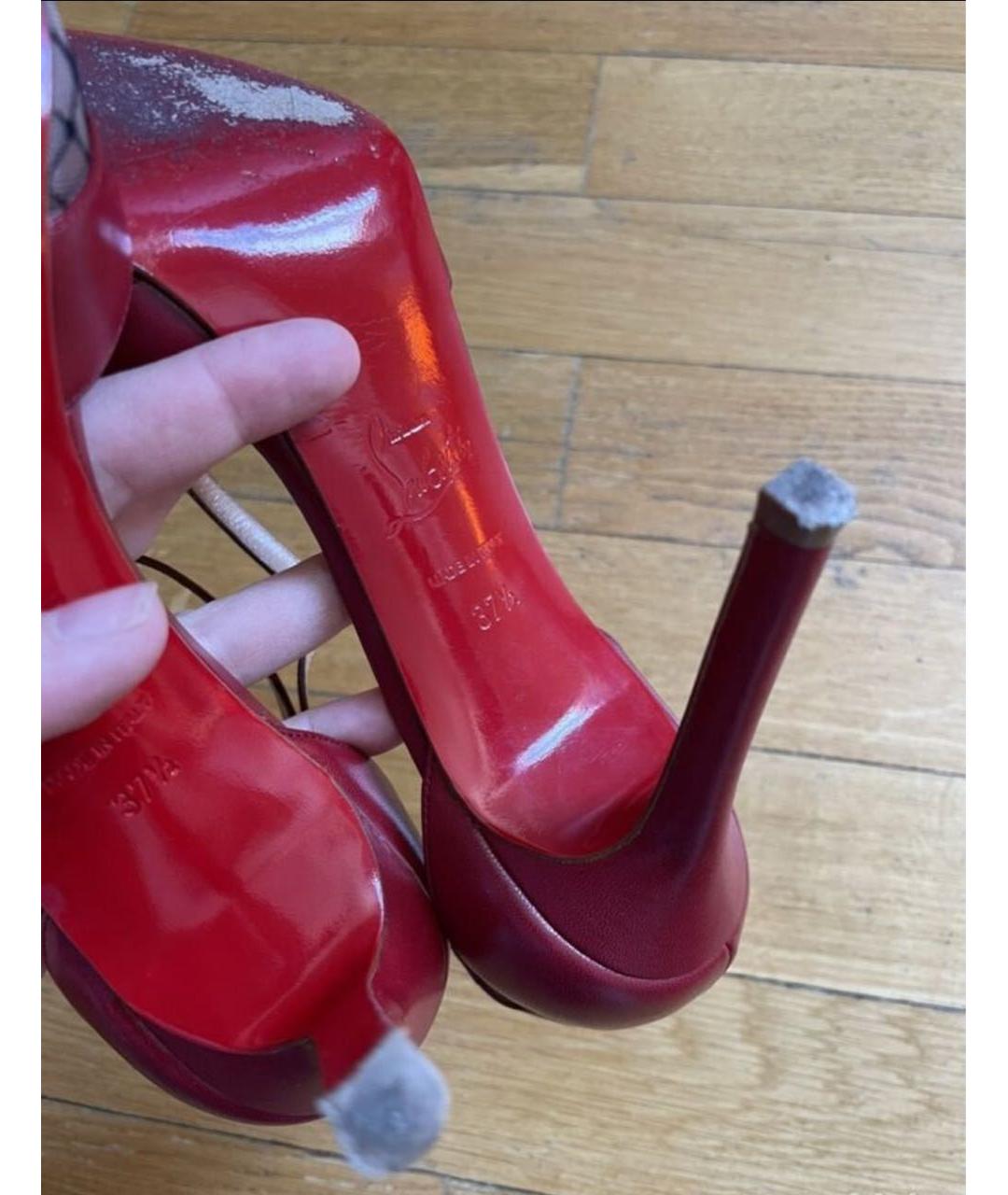 CHRISTIAN LOUBOUTIN Красные кожаные босоножки, фото 5