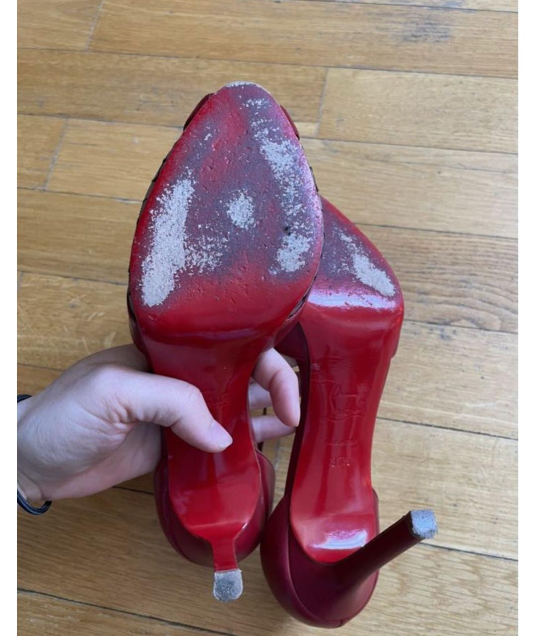 CHRISTIAN LOUBOUTIN Красные кожаные босоножки, фото 4