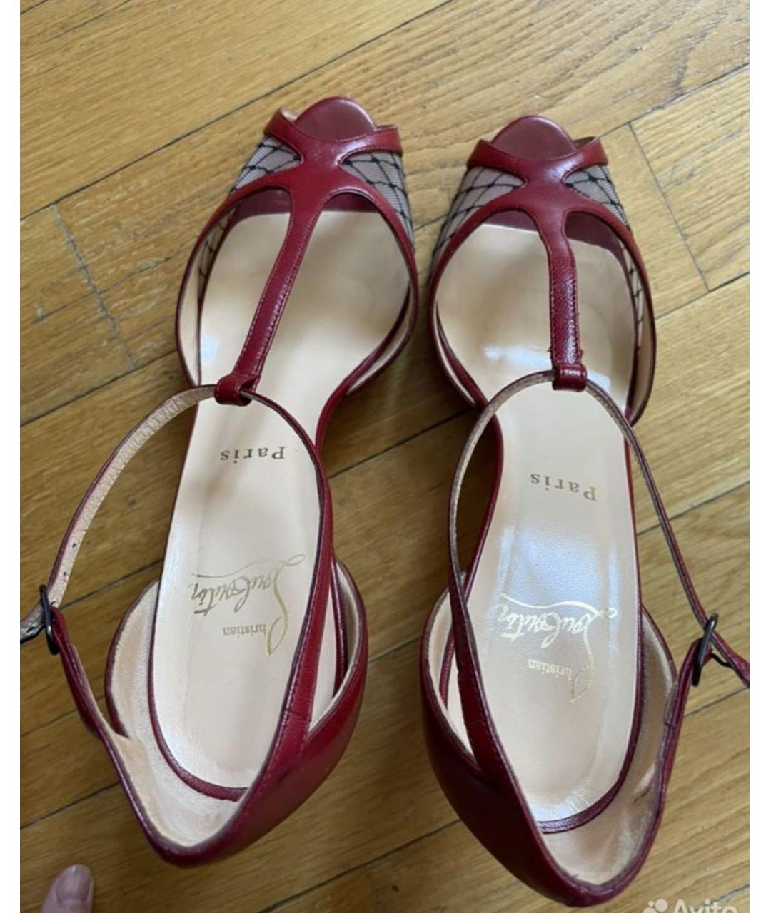 CHRISTIAN LOUBOUTIN Красные кожаные босоножки, фото 3
