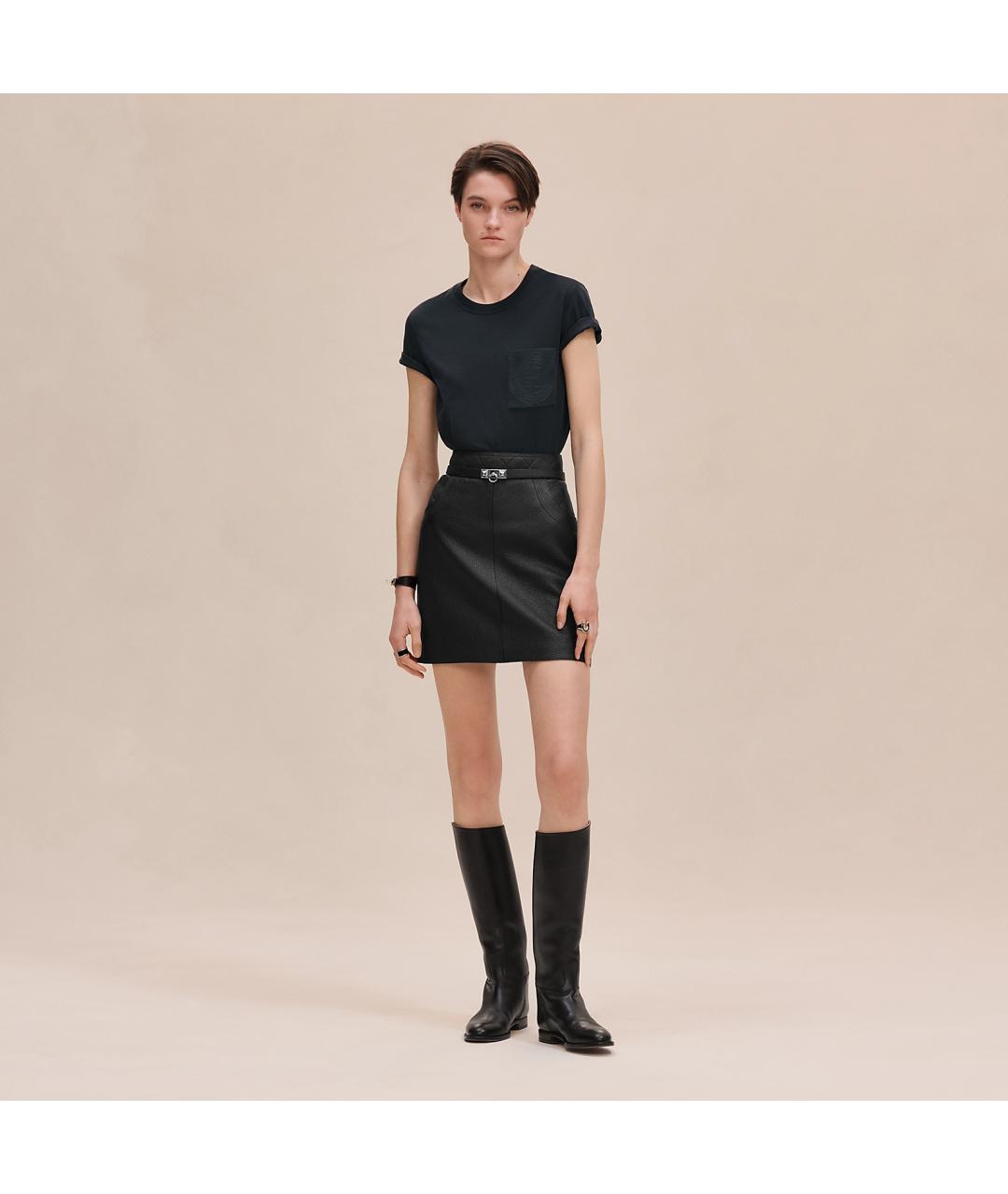 HERMES Черная хлопковая футболка, фото 2