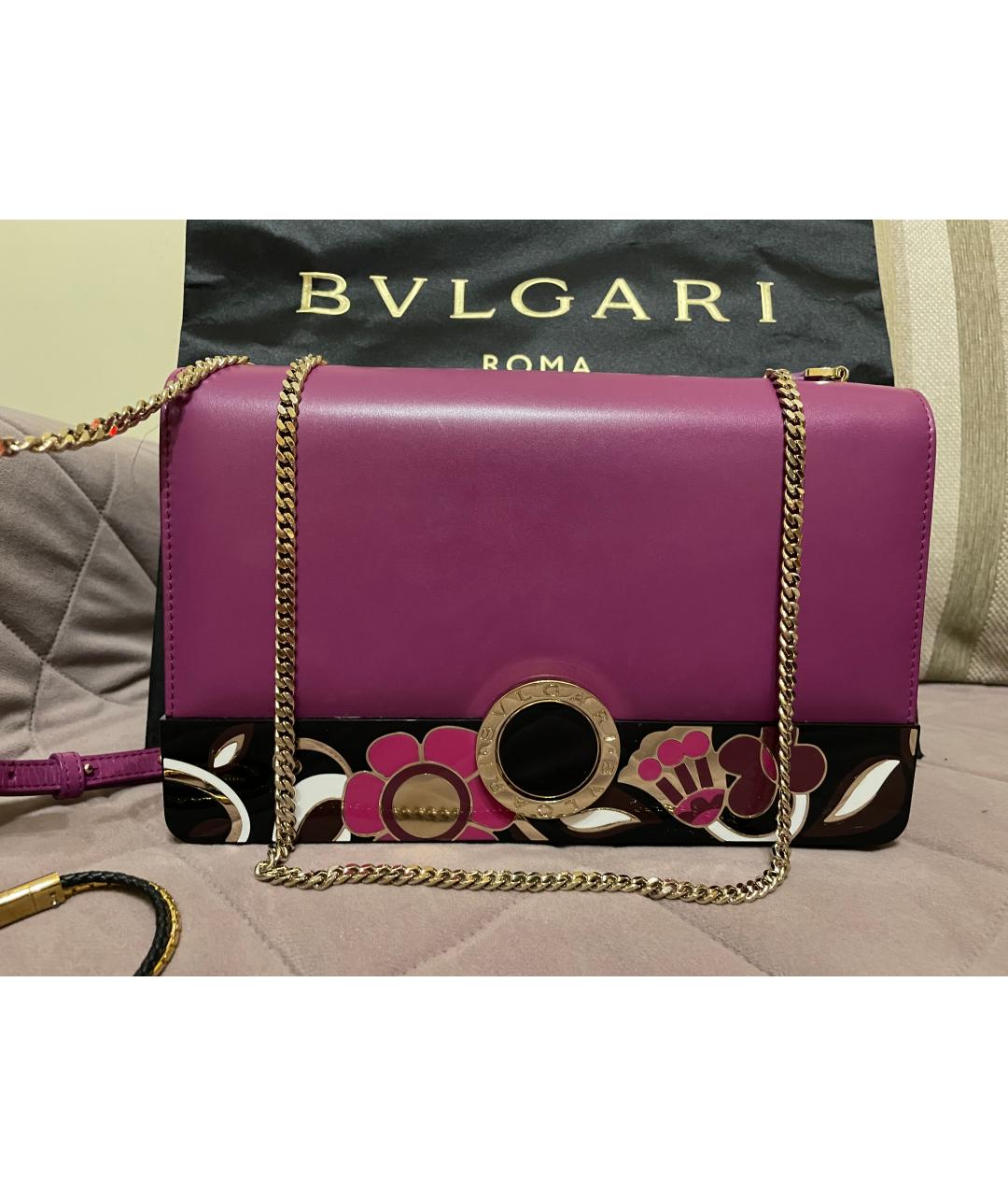 BVLGARI Фиолетовая кожаная сумка через плечо, фото 5