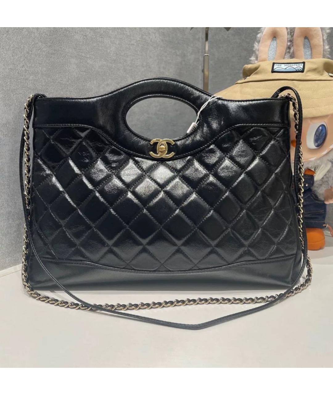 CHANEL Черная кожаная сумка с короткими ручками, фото 7