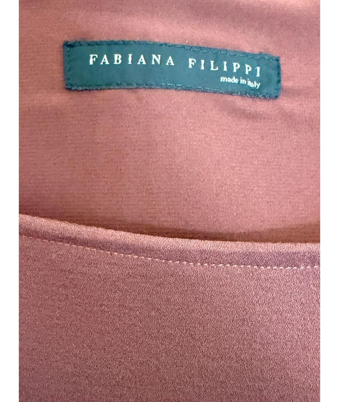 FABIANA FILIPPI Коричневое шелковое платье, фото 3