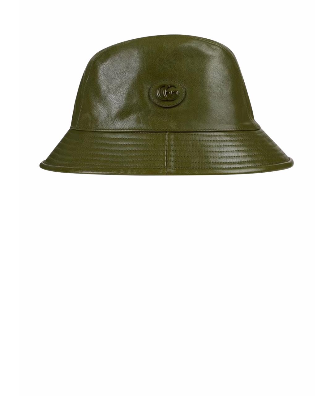 GUCCI Хаки кожаная шляпа, фото 1