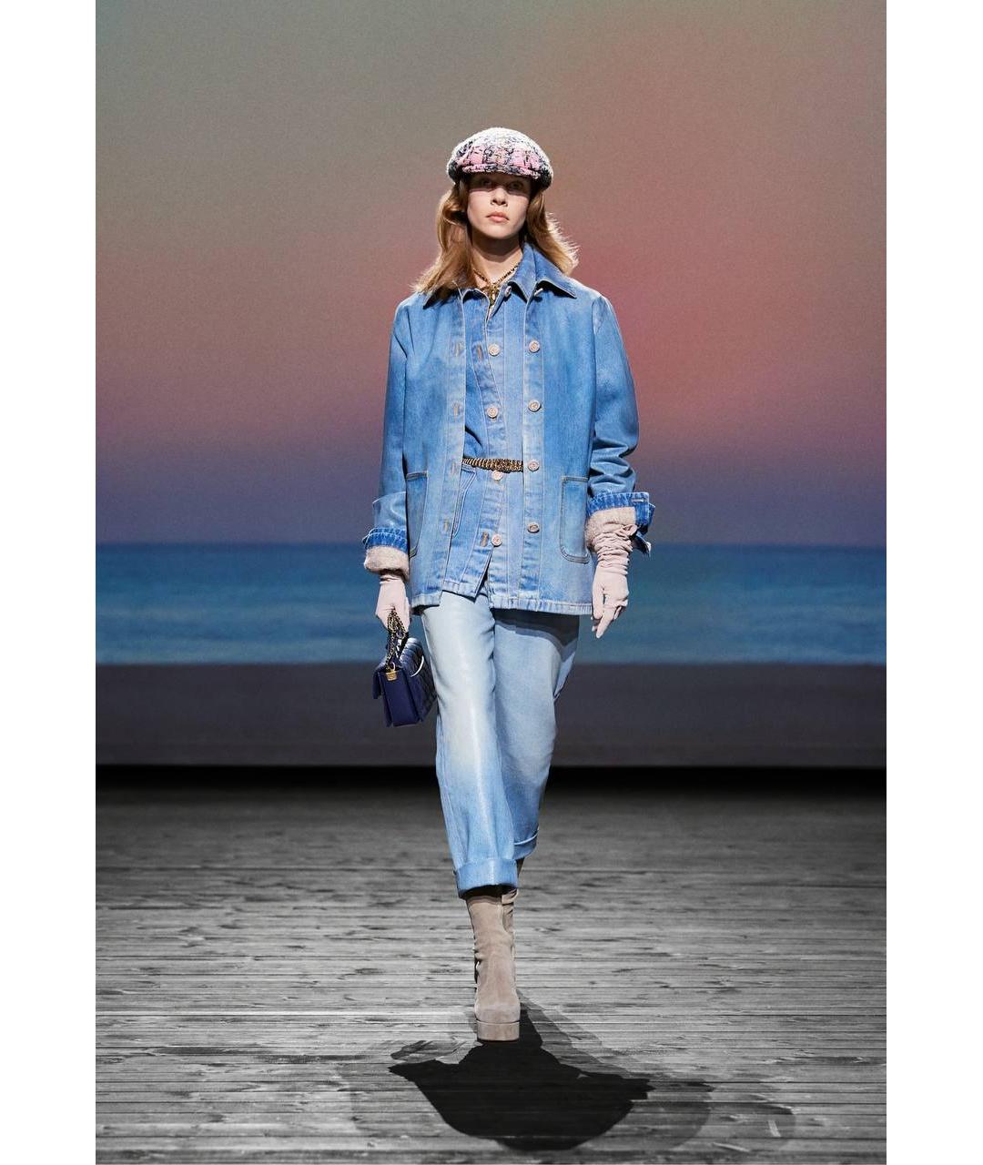 CHANEL Голубые хлопковые прямые джинсы, фото 3