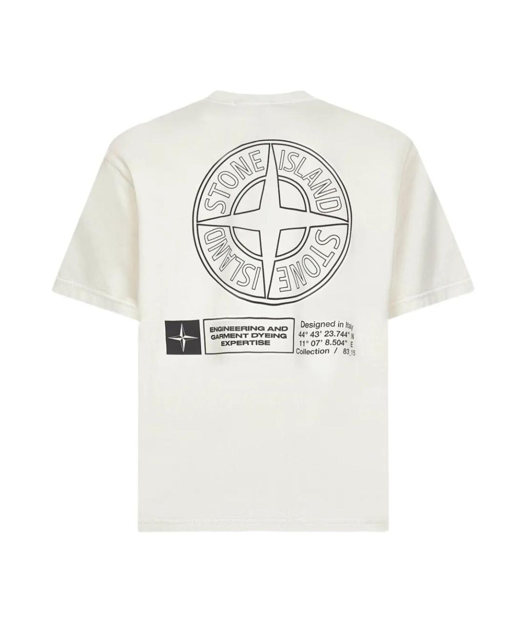 STONE ISLAND Белая хлопковая футболка, фото 2