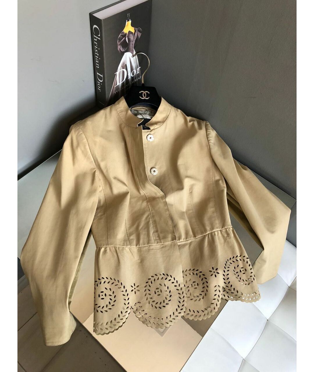 'S MAX MARA Бежевая кожаная куртка, фото 3