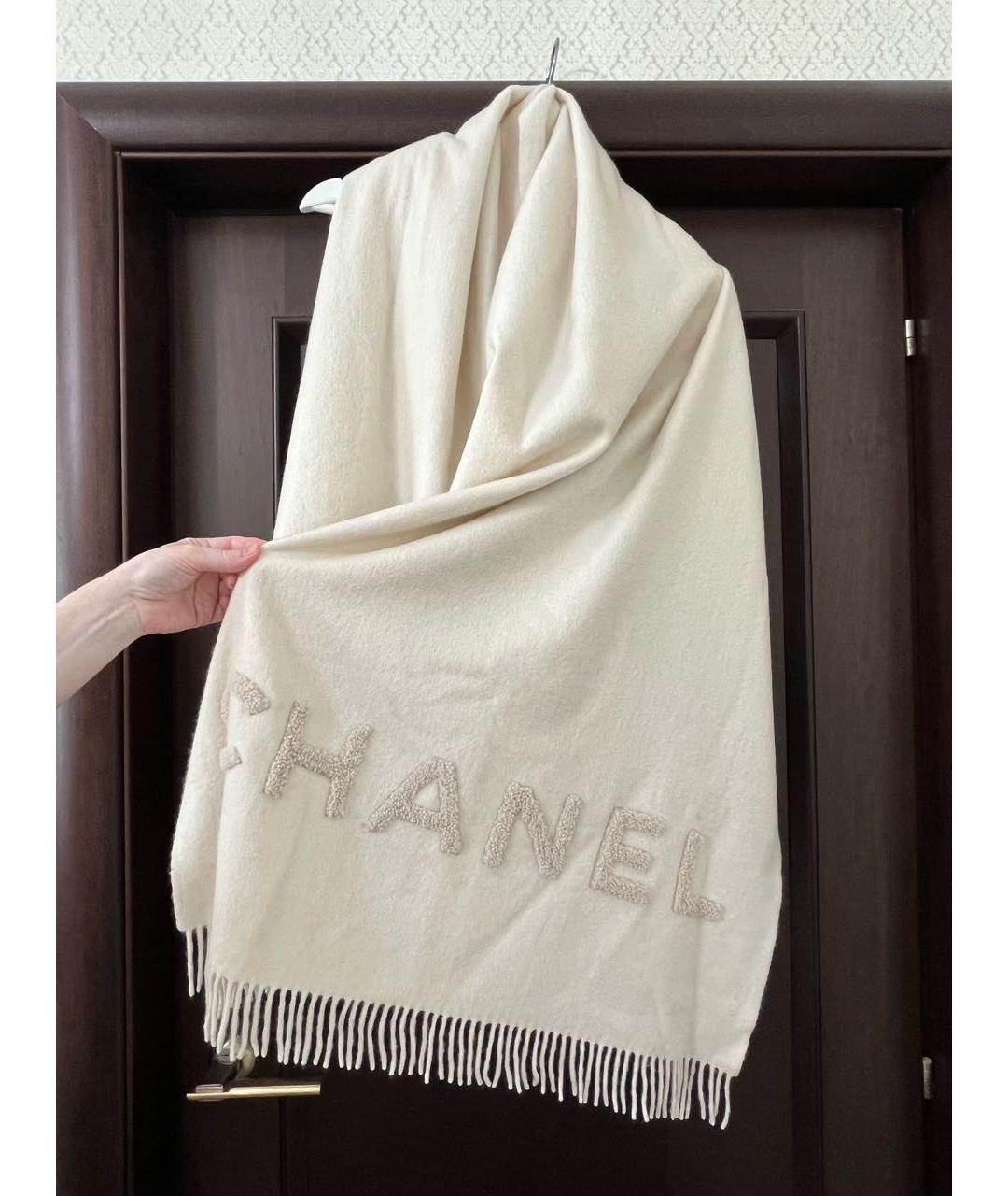CHANEL Бежевый кашемировый шарф, фото 5