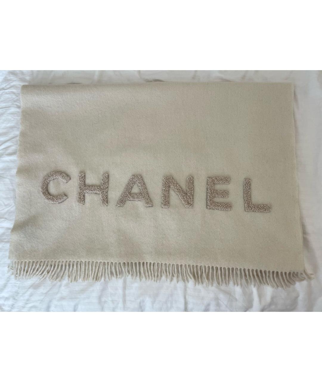 CHANEL Бежевый кашемировый шарф, фото 1