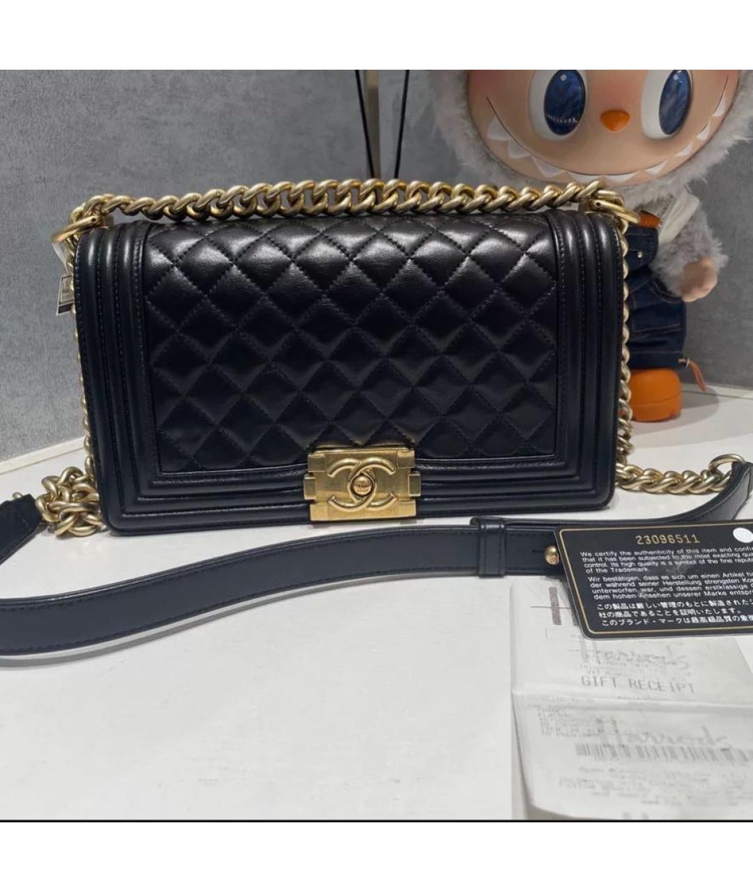 CHANEL Черная кожаная сумка через плечо, фото 8