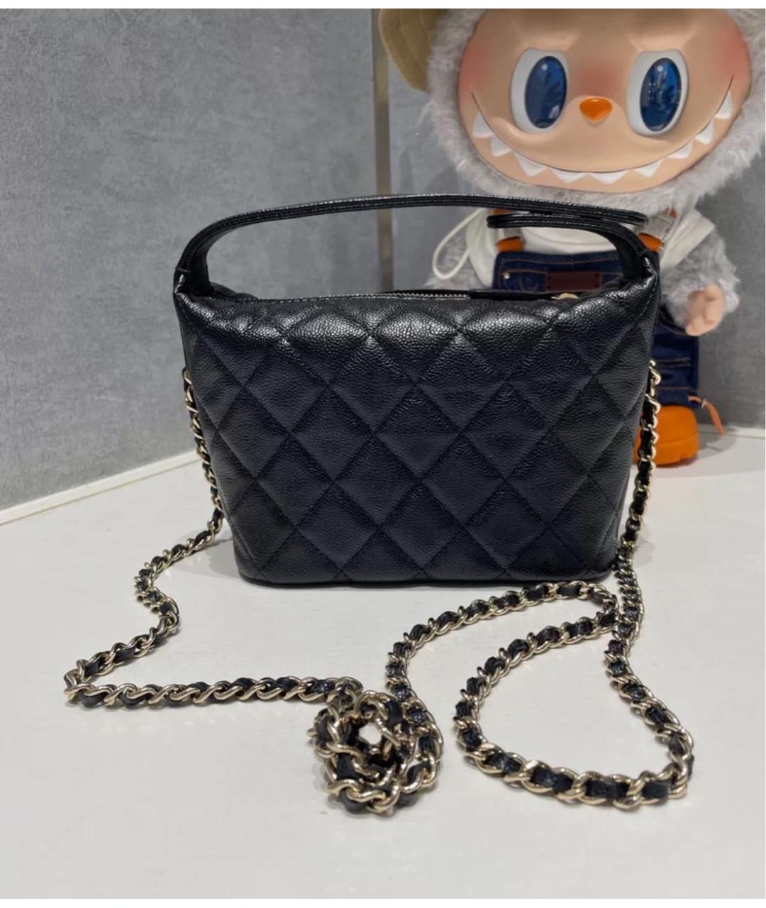 CHANEL Черная кожаная сумка с короткими ручками, фото 2