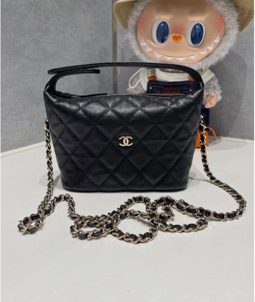 CHANEL Черная кожаная сумка с короткими ручками, фото 8
