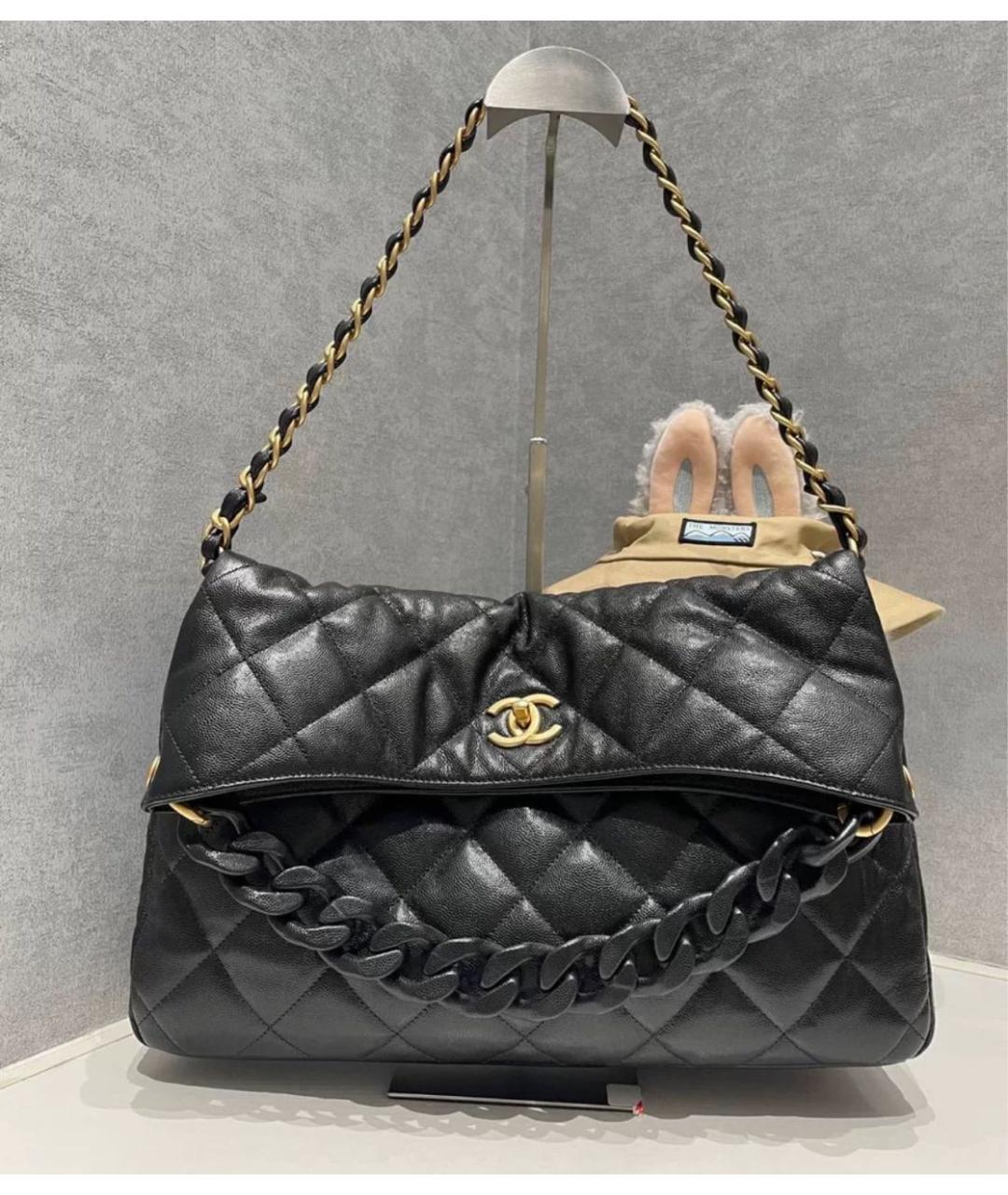CHANEL Черная кожаная сумка через плечо, фото 8