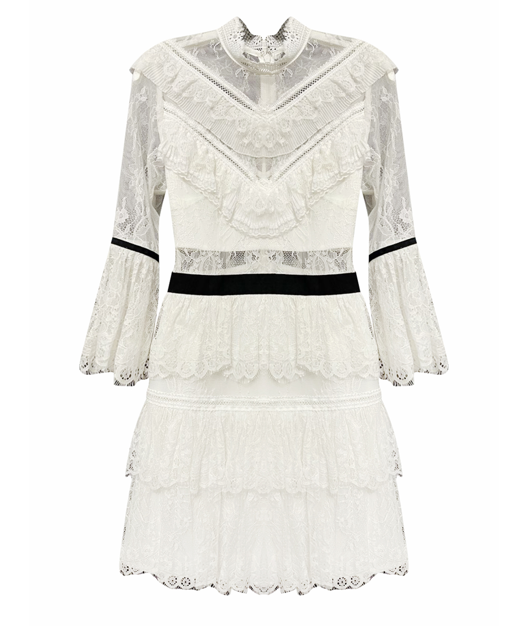 SELF-PORTRAIT Белое кружевное повседневное платье, фото 1