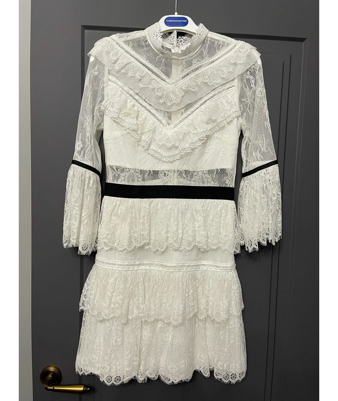 SELF-PORTRAIT Белое кружевное повседневное платье, фото 5