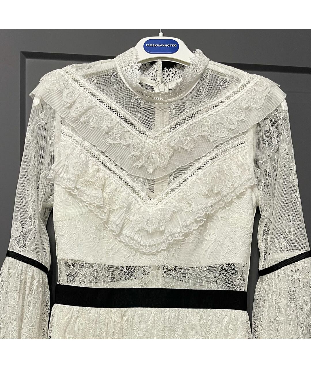 SELF-PORTRAIT Белое кружевное повседневное платье, фото 4