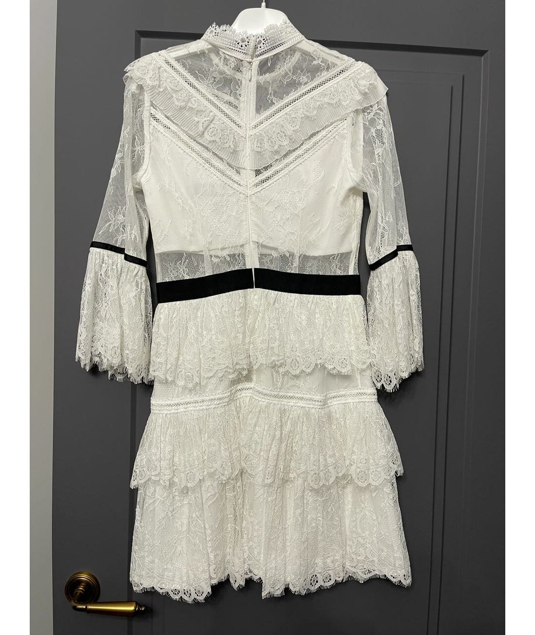 SELF-PORTRAIT Белое кружевное повседневное платье, фото 2