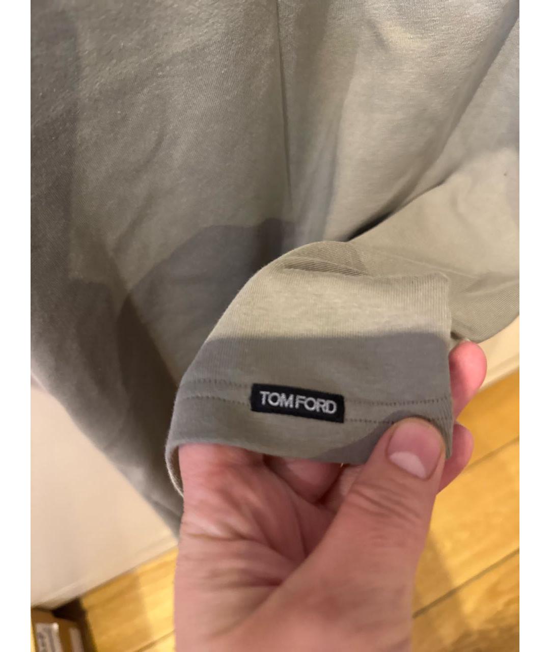 TOM FORD Хаки хлопковая футболка, фото 4