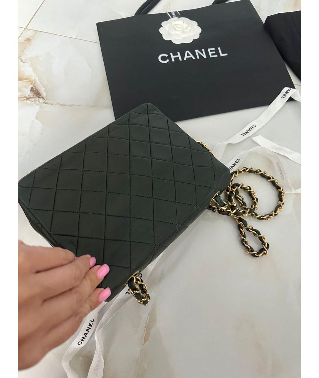 CHANEL Зеленая кожаная сумка через плечо, фото 6
