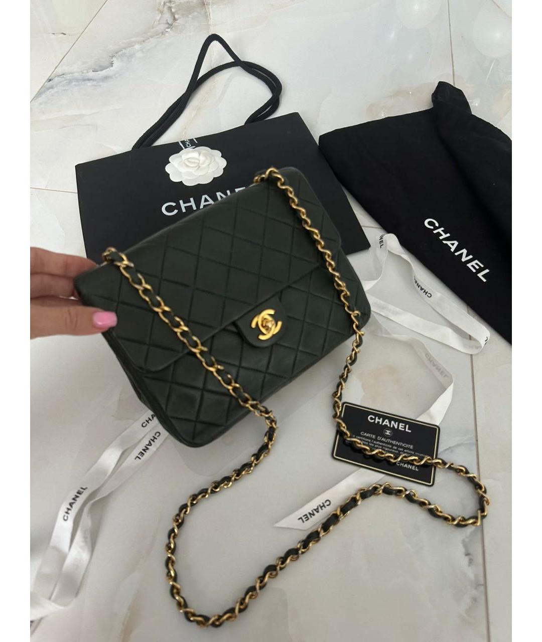 CHANEL Зеленая кожаная сумка через плечо, фото 7
