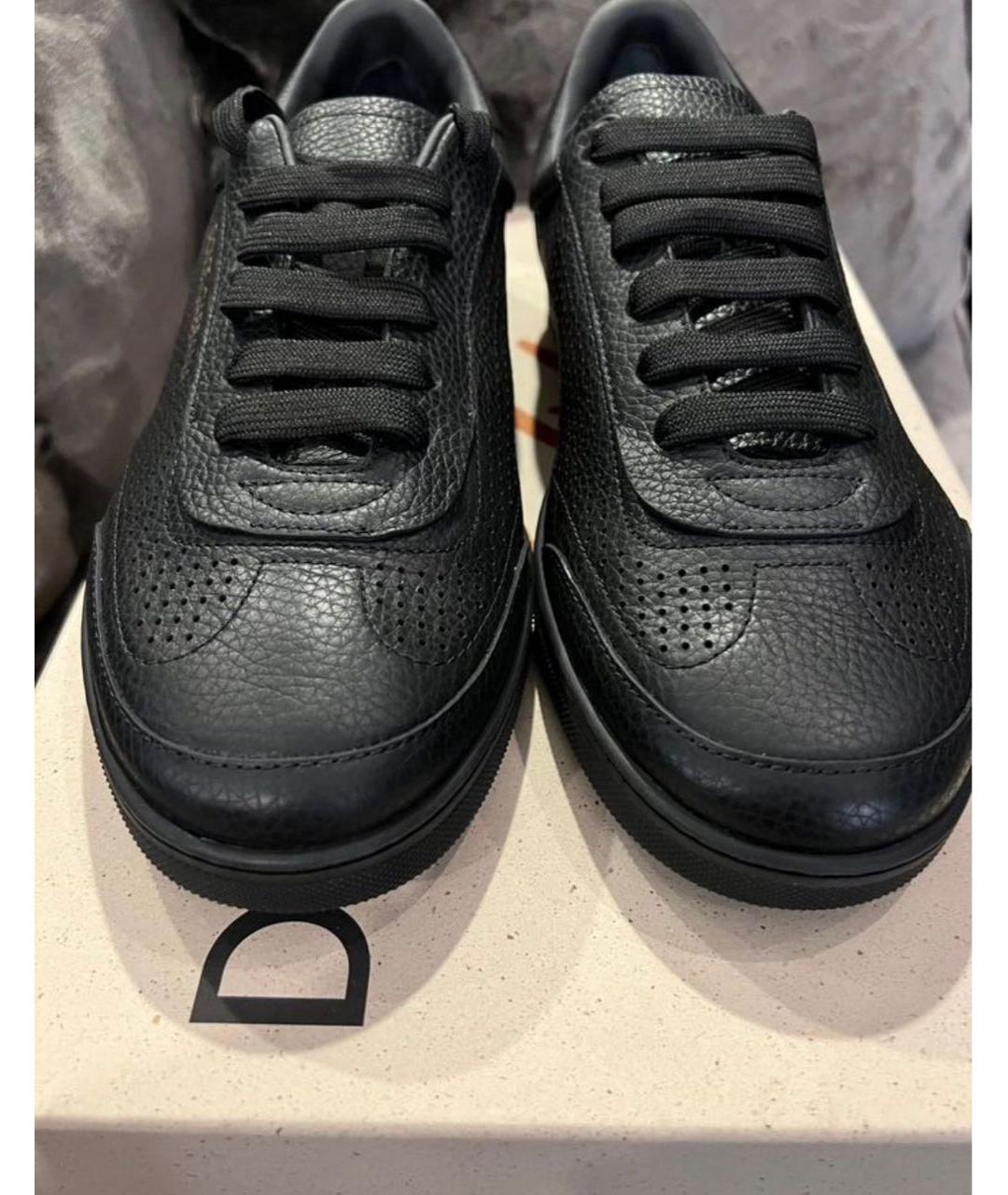DOLCE&GABBANA Черные кожаные низкие кроссовки / кеды, фото 2