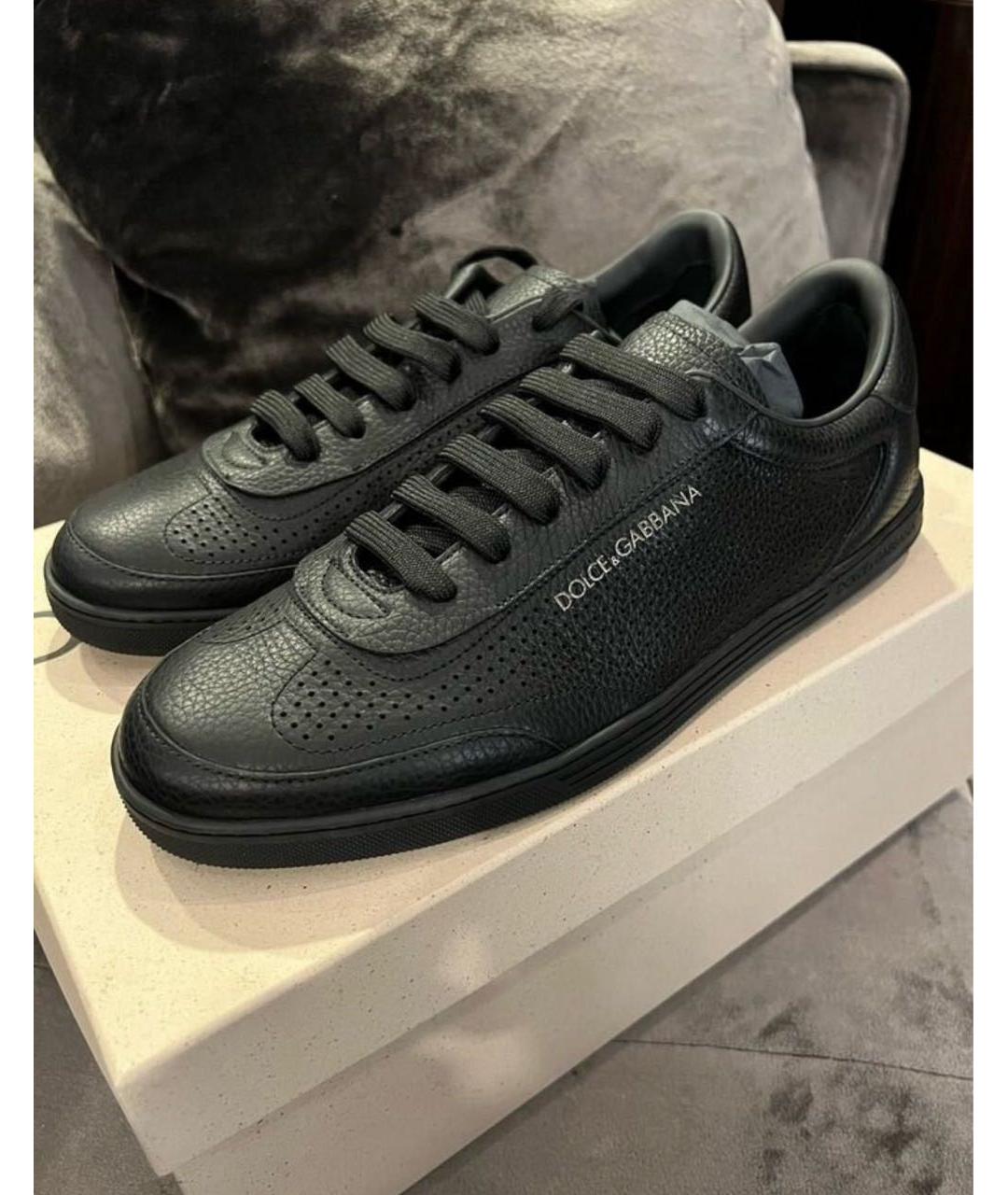 DOLCE&GABBANA Черные кожаные низкие кроссовки / кеды, фото 7