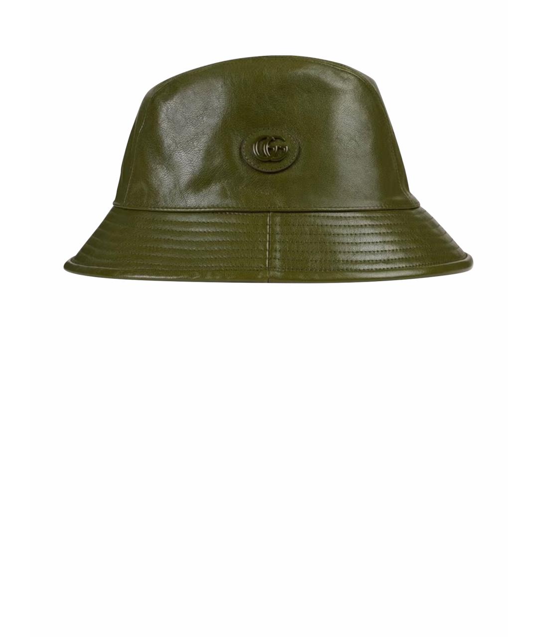 GUCCI Хаки кожаная шляпа, фото 1