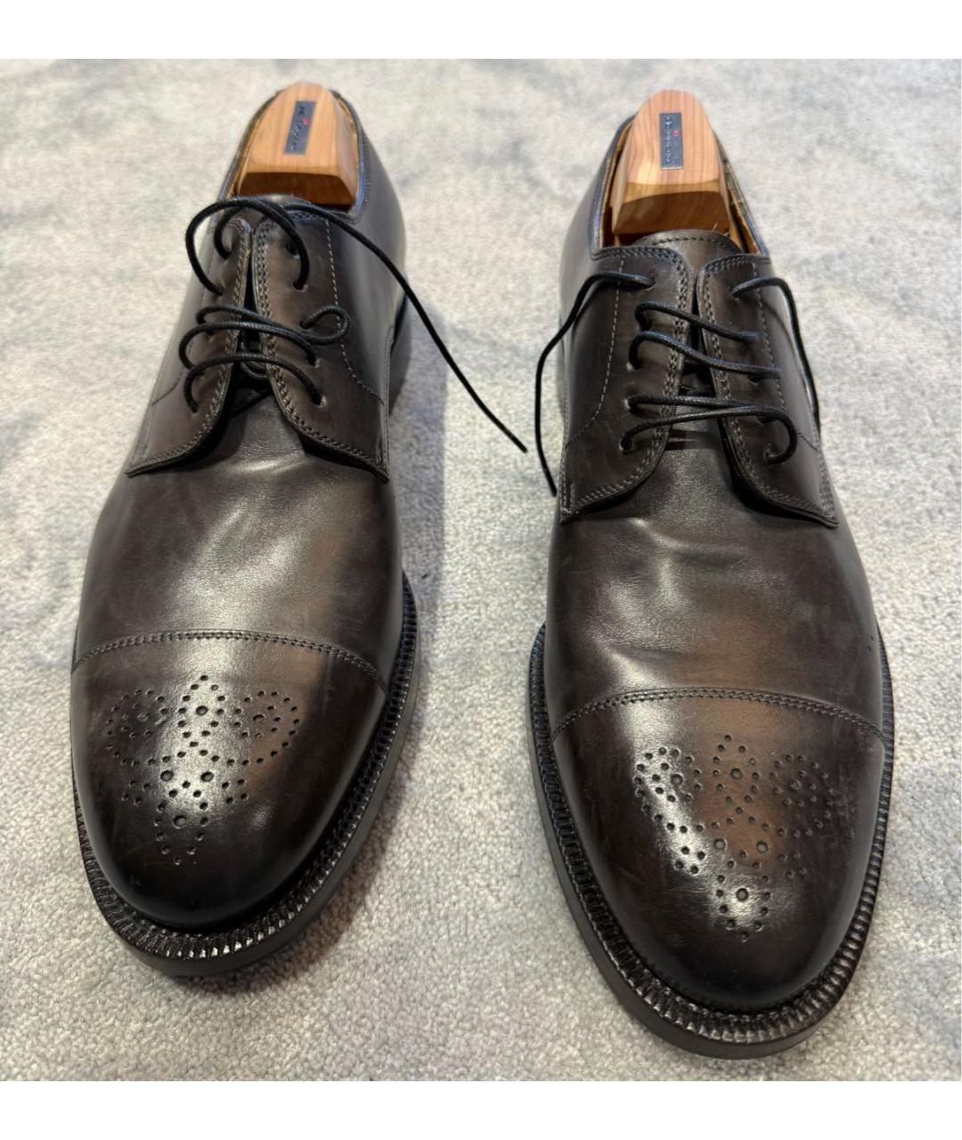 KITON Антрацитовые кожаные туфли, фото 2
