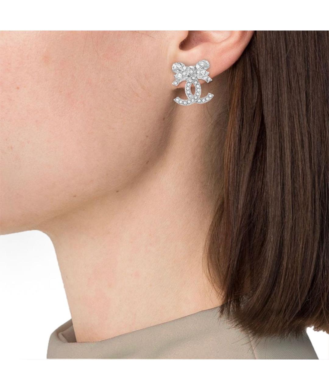 CHANEL Серебряные металлические серьги, фото 4