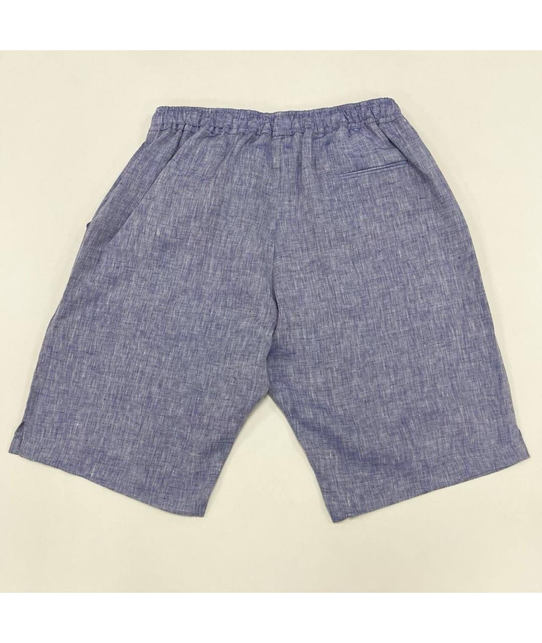 KITON Синие льняные шорты, фото 3