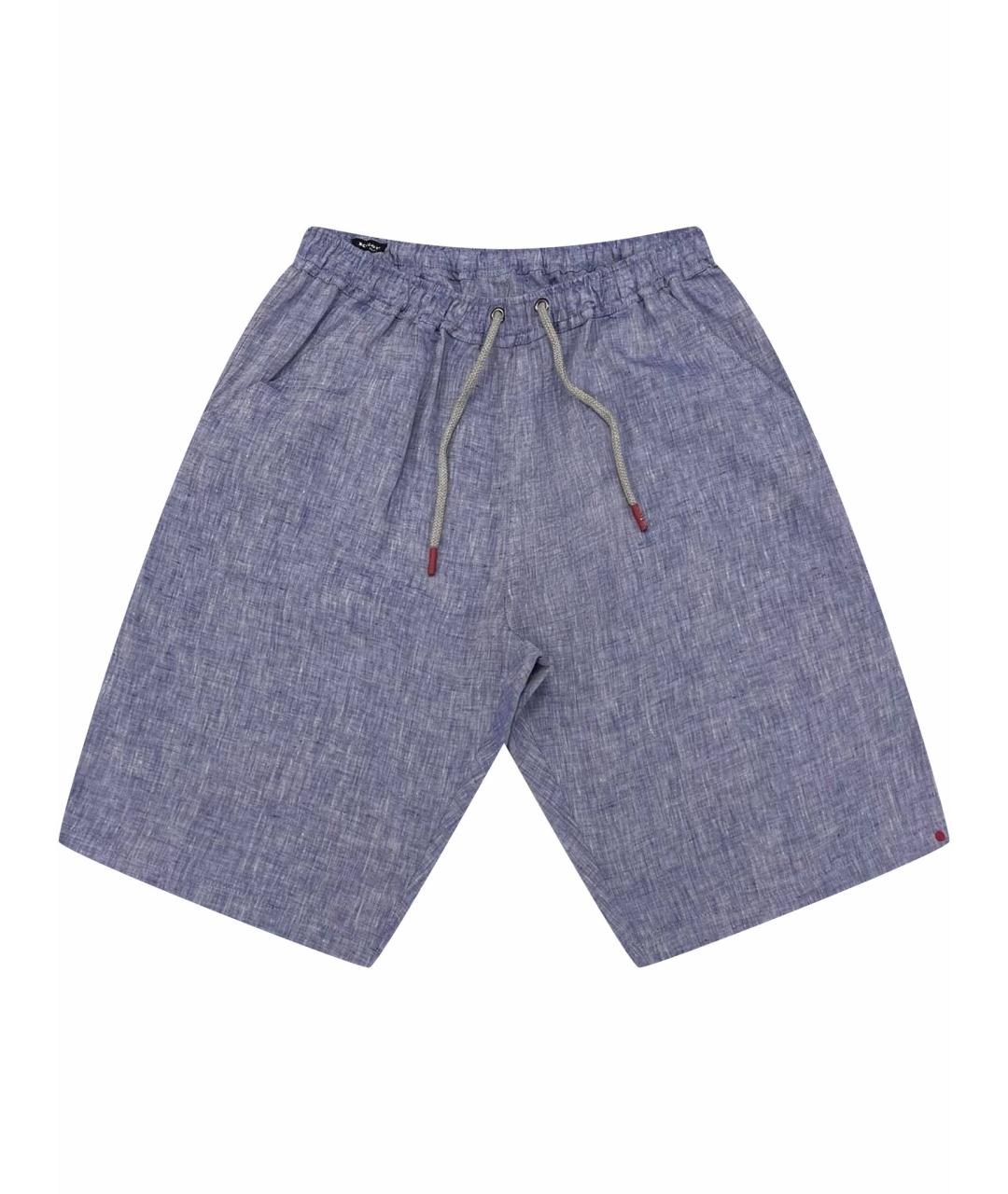 KITON Синие льняные шорты, фото 1