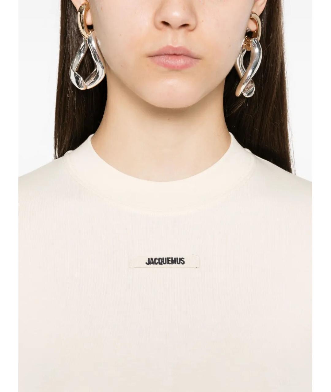 JACQUEMUS Бежевая хлопковая футболка, фото 2