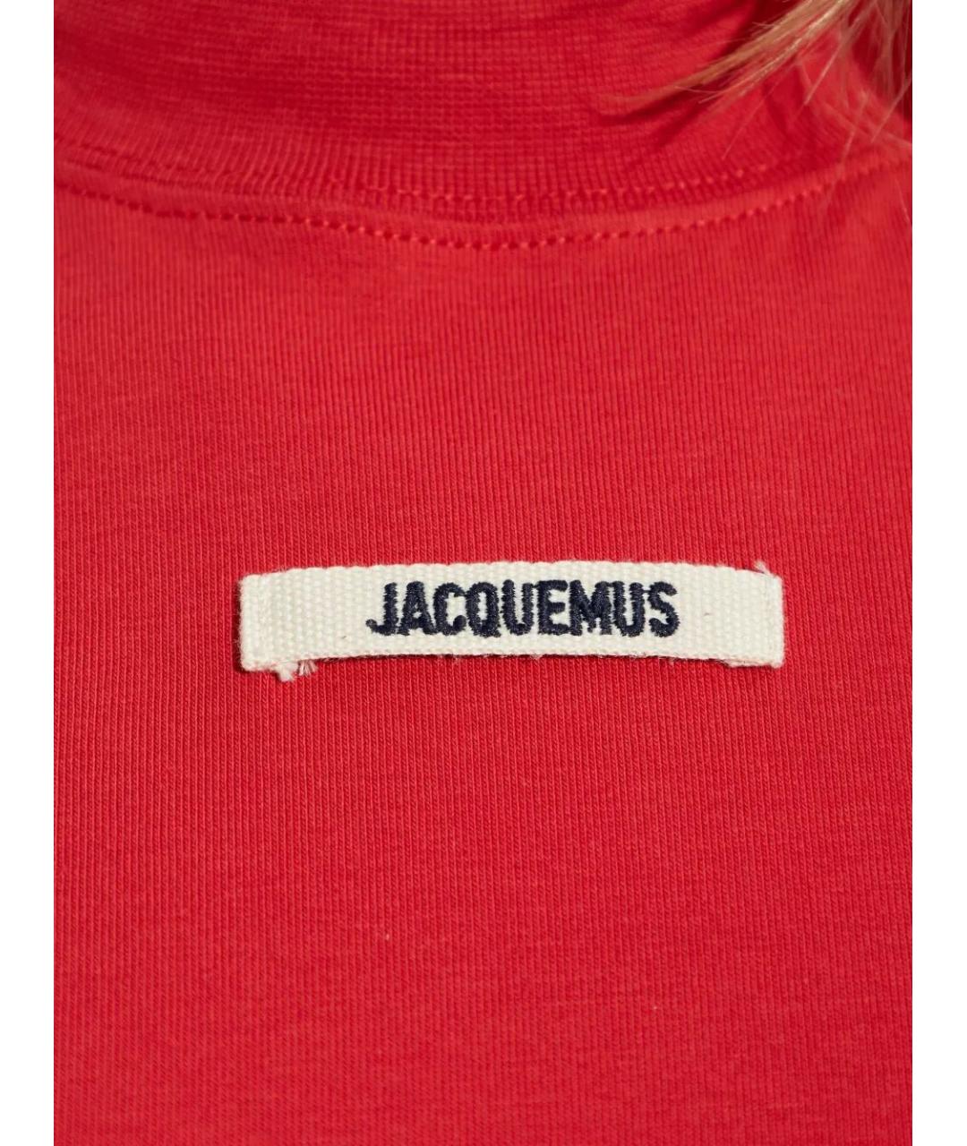 JACQUEMUS Красная хлопко-эластановая футболка, фото 5